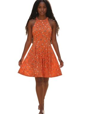 Copper Key Orange Floral Halter Mini Dress